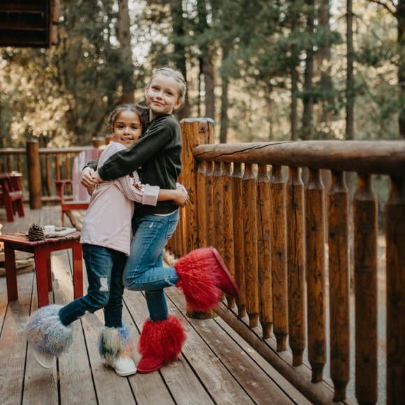 NN Bearpaw Girls Sz 12 Fur Fringe UGG Style Boots - Picture 2 of 10